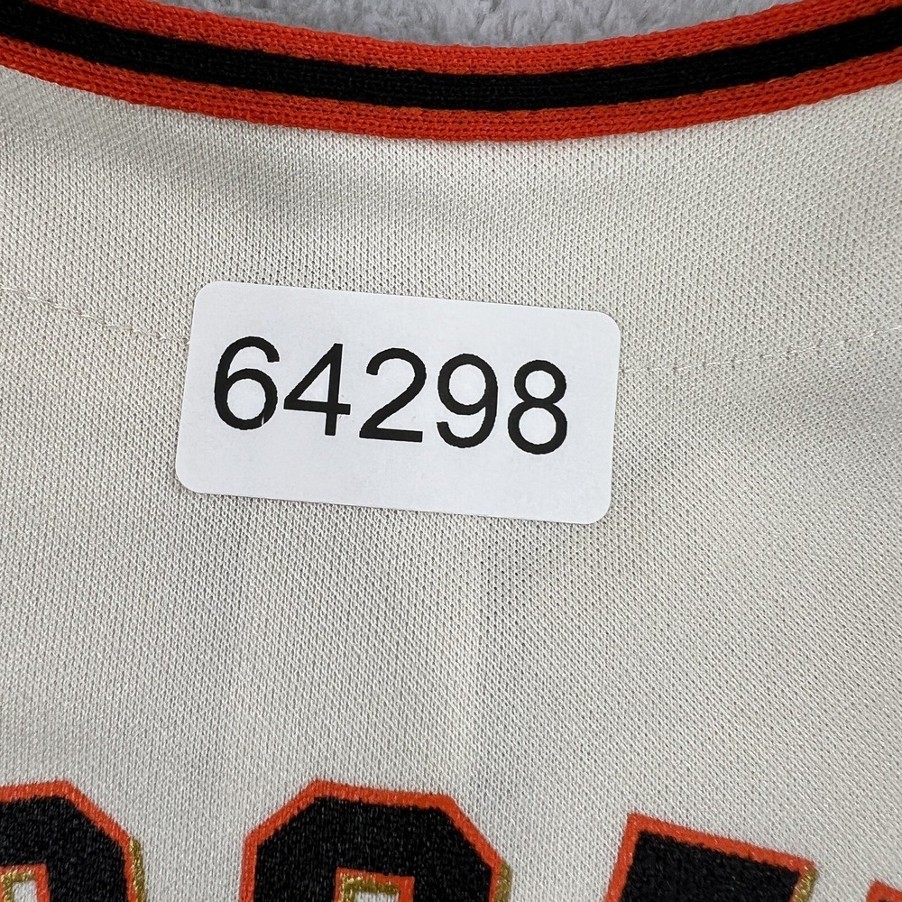 Majestic Buster Posey 28 San Francisco Giants Jersey M Cream Stitched Kids MLB - Picture 11 of 11